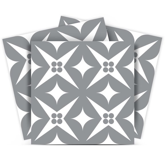 Mi Alma Light Gray Floral Peel & Stick Vinyl Backsplash Tiles 5x5, 24 pcs