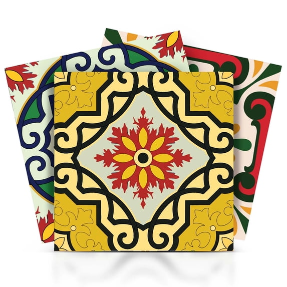 Mi Alma Multicolor Floral Peel & Stick Vinyl Backsplash Tiles 5x5, 24 pcs