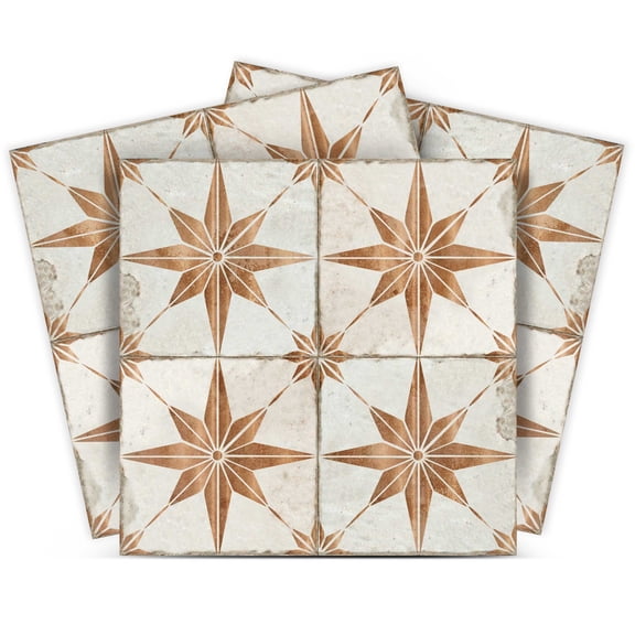 Mi Alma Orange Star Shaped Peel & Stick Vinyl Backsplash Tiles 5x5, 24 pcs
