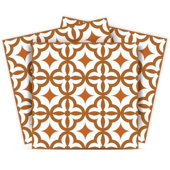 Mi Alma Orange White Mexican Peel & Stick Vinyl Backsplash Tiles 5x5, 24 pcs