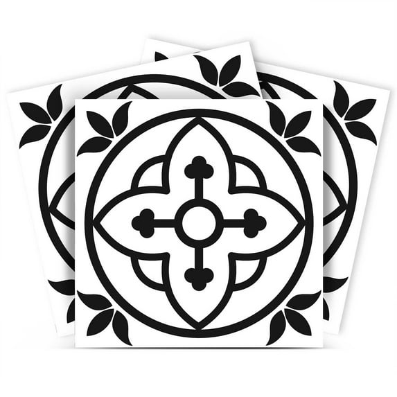 Mi Alma Peel & Stick Tiles - Black White Floral Vinyl Backsplash 12x12