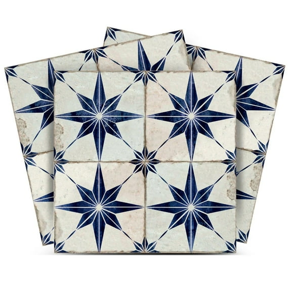 Mi Alma Peel & Stick Tiles - Blue Star Shaped Vinyl Backsplash 12x12