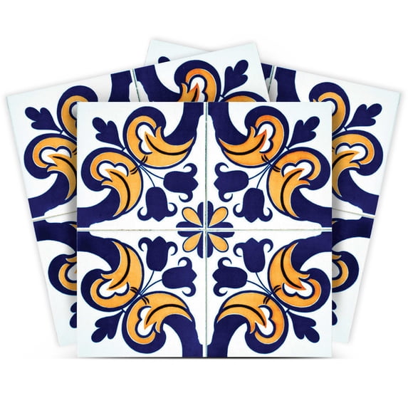 Mi Alma Peel & Stick Tiles - Blue Yellow Retro Vinyl Backsplash 12x12