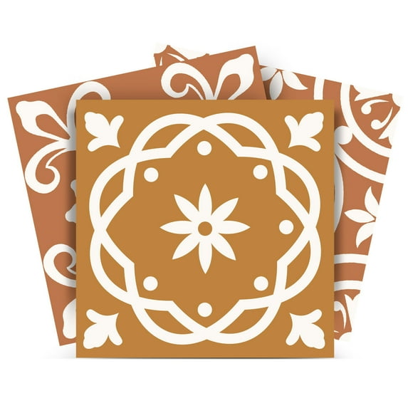 Mi Alma Peel & Stick Tiles - Brown Floral Vinyl Backsplash 12x12