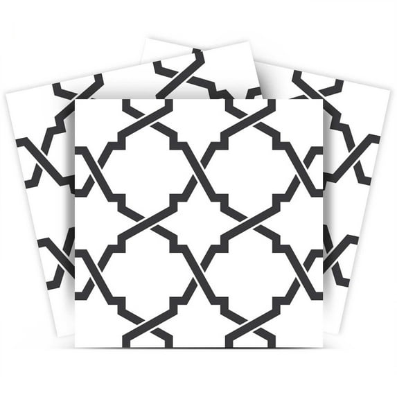 Mi Alma Peel & Stick Tiles - Dark Gray Line Pattern Vinyl Backsplash 12x12