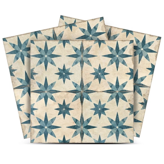 Mi Alma Peel & Stick Tiles - Dark Green Star Vinyl Backsplash 12x12