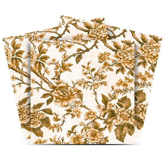 Mi Alma Peel & Stick Tiles - Gold White Floral Vinyl Backsplash 12x12