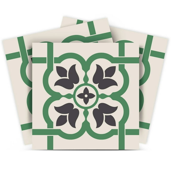 Mi Alma Peel & Stick Tiles - Gray Green Floral Vinyl Backsplash 12x12