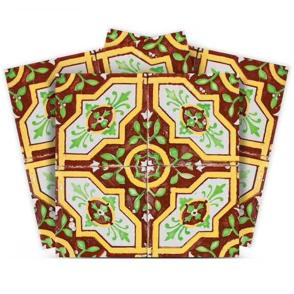 Mi Alma Peel & Stick Tiles - Green Red Spanish Vinyl Backsplash 12x12