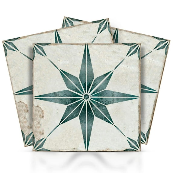 Mi Alma Peel & Stick Tiles - Green Star Shaped Vinyl Backsplash 12x12