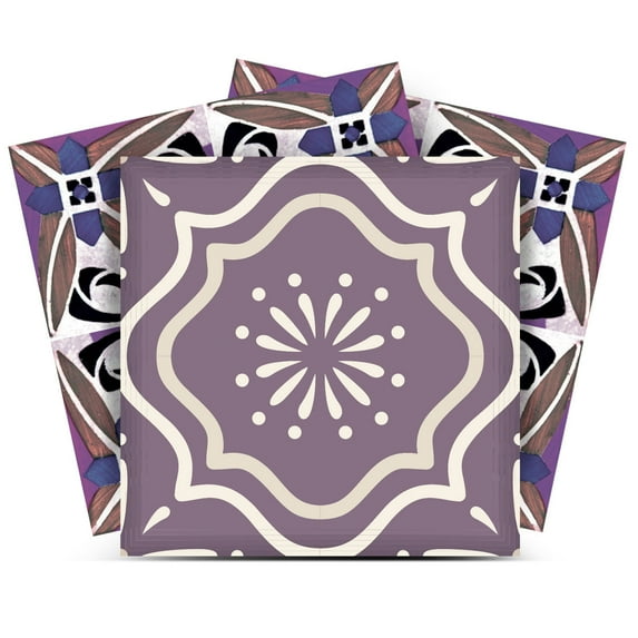 Mi Alma Peel & Stick Tiles - Purple Floral Vinyl Backsplash 12x12