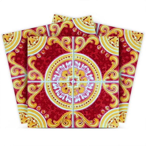 Mi Alma Peel & Stick Tiles - Red Yellow Spanish Vinyl Backsplash 12x12