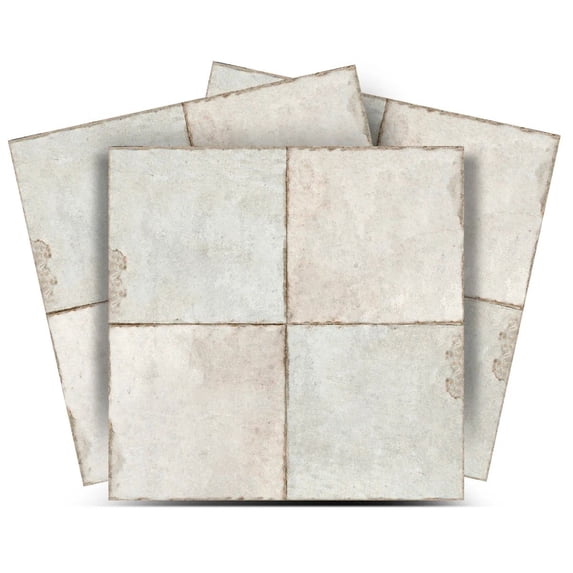 Mi Alma Peel & Stick Tiles - Solid White Smoke Vinyl Backsplash 12x12