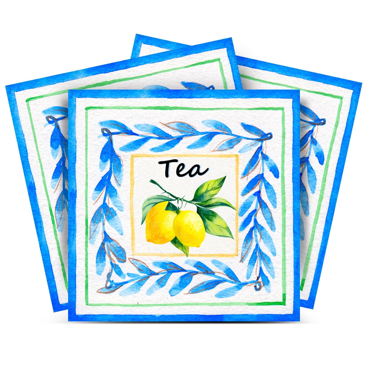 Mi Alma Peel and Stick Lemon Tea L15 Vinyl Tile Stickers, Black/Blue