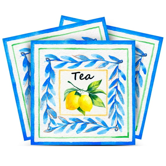 Mi Alma Peel and Stick Lemon Tea L15 Vinyl Tile Stickers, Black/Blue/Yellow, 12" x 12" (24-Pack)