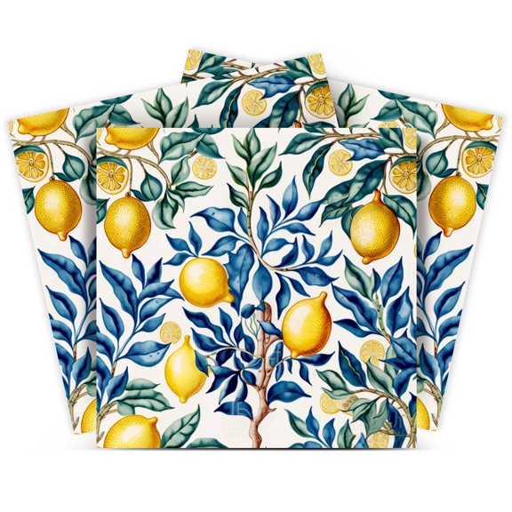 Mi Alma Peel and Stick Lemon Vintage Retro Painting Easy To Install L14 Backsplash Vinyl Stick On Tiles, Blue/Green/Yellow, 7" x 7" (24-Pack)