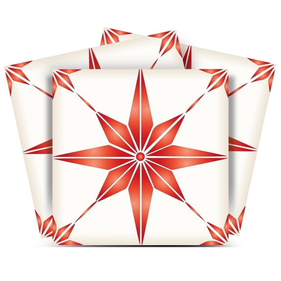 Mi Alma Peel and Stick Star Shaped B68 Backsplash Tile Stickers, Red, 6" x 6" (24-Pack)