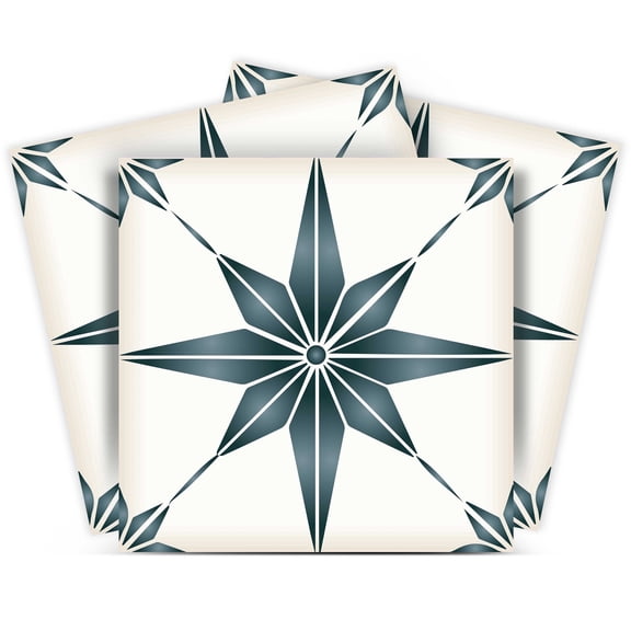 Mi Alma Peel and Stick Star Shaped B70 Backsplash Tile Stickers, Gray, 7" x 7" (24-Pack)