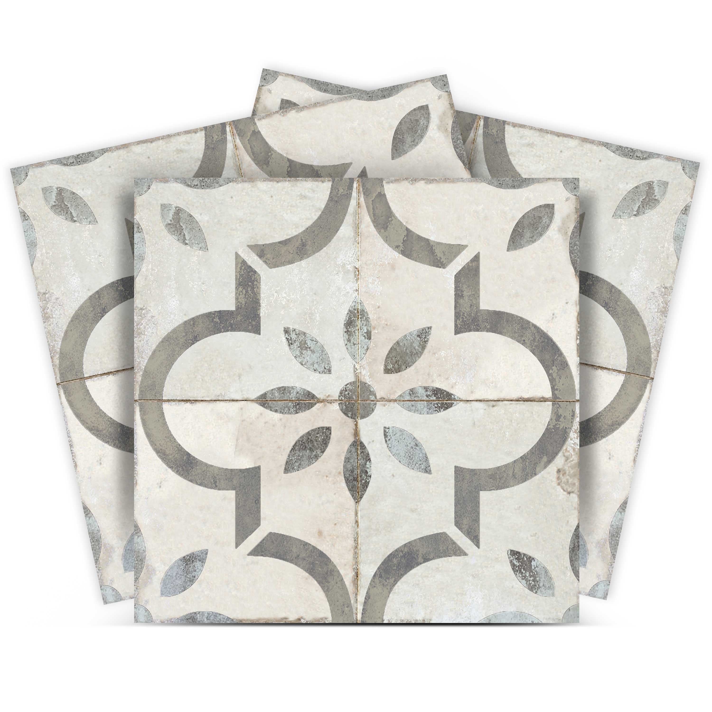 Light Gray and White Vintage Rustic Peel and Stick Tile Stickers