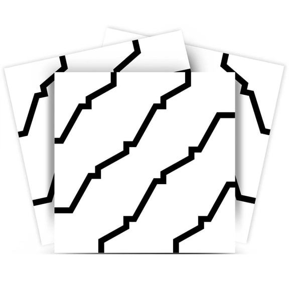 Mi Alma Removable Vinyl Abstract Black White Backsplash Tile Stickers, 24pcs