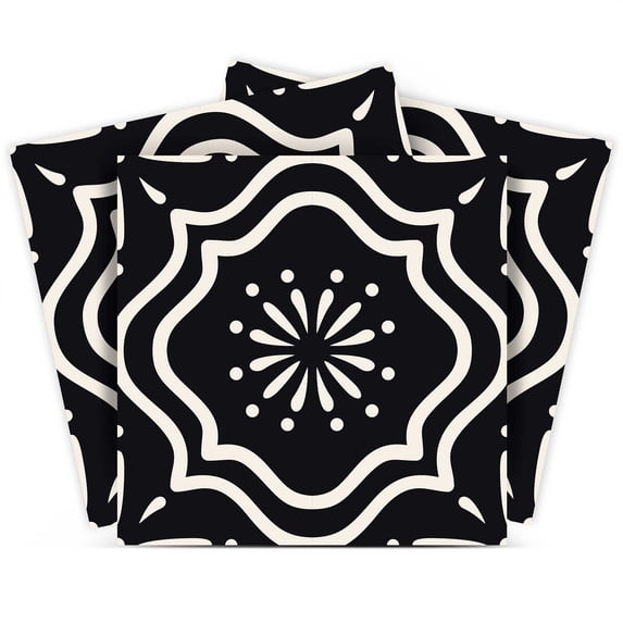 Mi Alma Removable Vinyl Floral Black Backsplash Tile Stickers, 24pcs