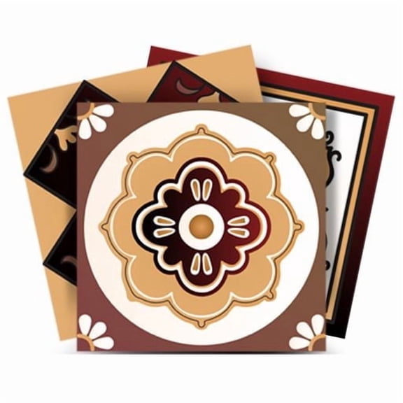 Mi Alma Removable Vinyl Floral Black Brown Backsplash Tile Stickers, 24pcs