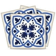 thumbnail image 1 of Mi Alma Removable Vinyl Floral Blue Backsplash Tile Stickers, 24pcs, 1 of 9