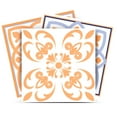 thumbnail image 1 of Mi Alma Removable Vinyl Floral Blue Orange Backsplash Tile Stickers, 24pcs, 1 of 11