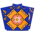 thumbnail image 1 of Mi Alma Removable Vinyl Floral Blue Orange Backsplash Tile Stickers, 24pcs, 1 of 11