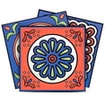 thumbnail image 1 of Mi Alma Removable Vinyl Floral Blue Red Backsplash Tile Stickers, 24pcs, 1 of 11