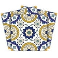 thumbnail image 1 of Mi Alma Removable Vinyl Floral Blue Yellow Backsplash Tile Stickers, 24pcs, 1 of 10