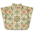 thumbnail image 1 of Mi Alma Removable Vinyl Floral Green/Brown Backsplash Tile Stickers, 24pcs, 1 of 16