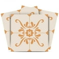 thumbnail image 1 of Mi Alma Removable Vinyl Floral Orange Cream Backsplash Tile Stickers, 24pcs, 1 of 12