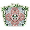 thumbnail image 1 of Mi Alma Removable Vinyl Floral Pink Green Backsplash Tile Stickers, 24pcs, 1 of 9