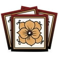 thumbnail image 1 of Mi Alma Removable Vinyl Floral Red Brown Backsplash Tile Stickers, 24pcs, 1 of 9