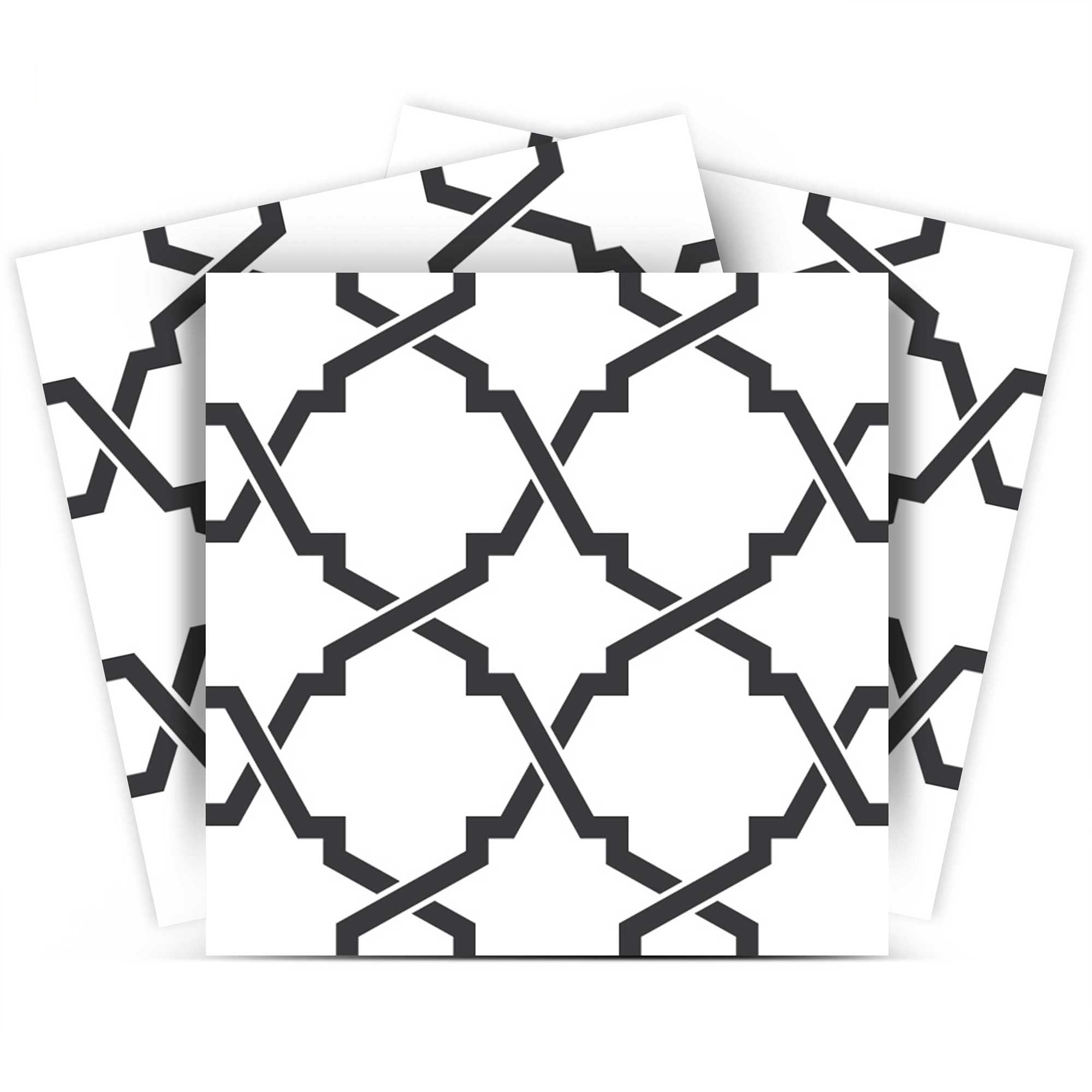 Mi Alma Removable Vinyl Line Pattern Dark Gray Backsplash Tile Stickers, 24pcs