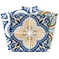 thumbnail image 1 of Mi Alma Removable Vinyl Spanish Blue Orange Backsplash Tile Stickers, 24pcs, 1 of 1