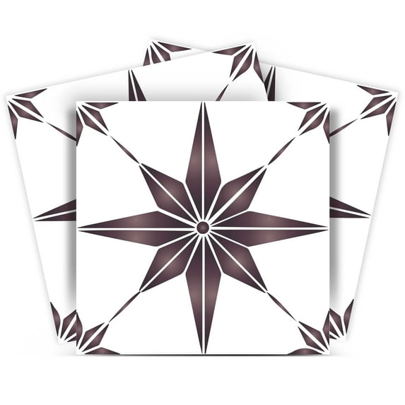 Mi Alma Removable Vinyl Star Shaped Dark Purple Backsplash Tile Stickers, 24pcs