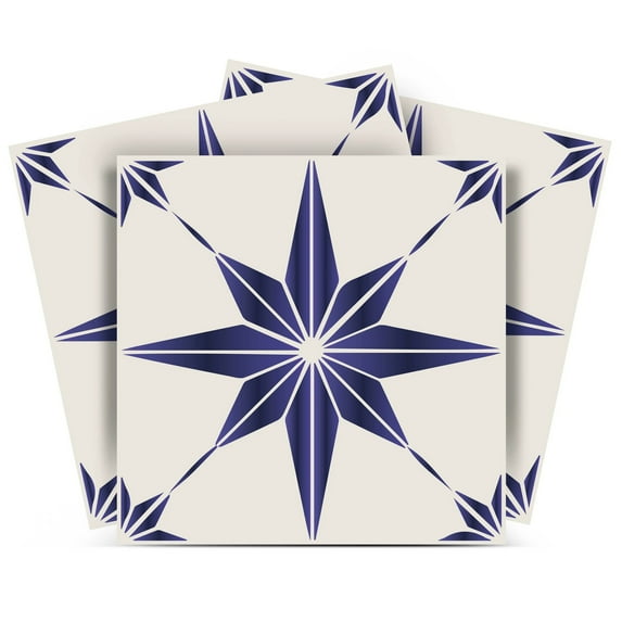 Mi Alma Removable Vinyl Star Shaped Purple Backsplash Tile Stickers, 24pcs