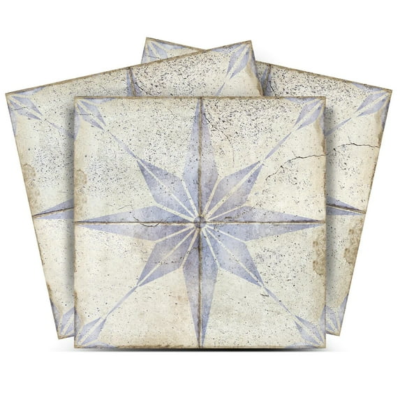 Mi Alma Removable Vinyl Star Shaped Purple Backsplash Tile Stickers, 24pcs