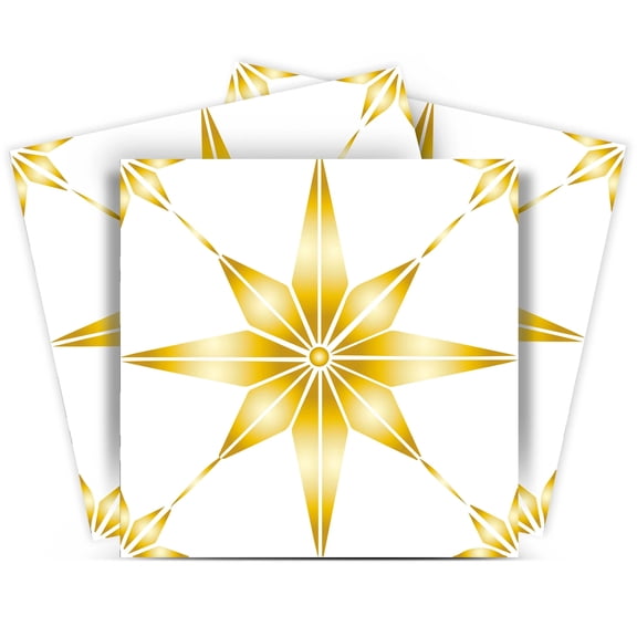 Mi Alma Removable Vinyl Star Shaped Yellow Backsplash Tile Stickers, 24pcs