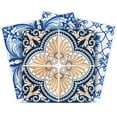thumbnail image 1 of Mi Alma Removable Vinyl Vintage Blue Orange Backsplash Tile Stickers, 24pcs, 1 of 9