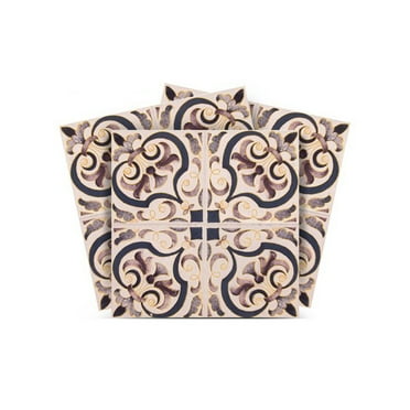 Mi Alma Retro Brown Gray Tile Stickers - Removable Vinyl 4x4, 24 pcs