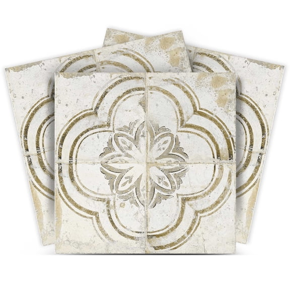 Mi Alma Rustic Flower Brown Tile Stickers - Removable Vinyl 4x4, 24 pcs