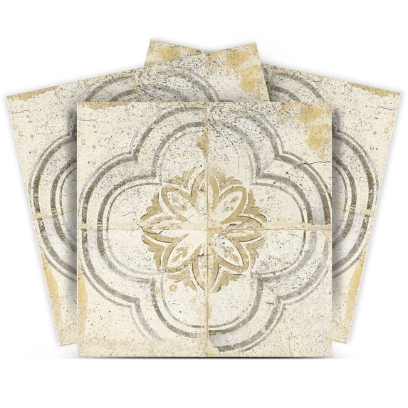 Mi Alma Rustic Flower Yellow Tile Stickers - Removable Vinyl 4x4, 24 pcs