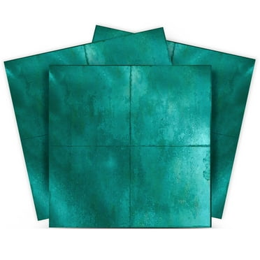 Mi Alma Solid Color Turquoise Tile Stickers - Removable Vinyl 4x4, 24 pcs