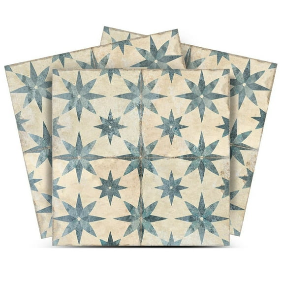 Mi Alma Star Green Tile Stickers - Removable Vinyl 4x4, 24 pcs