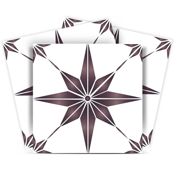 Mi Alma Star Shaped Dark Purple Tile Stickers - Removable Vinyl 4x4, 24 pcs