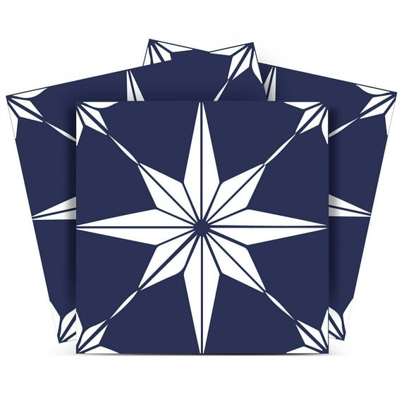 Mi Alma Star Shaped White Tile Stickers - Removable Vinyl 4x4, 24 pcs