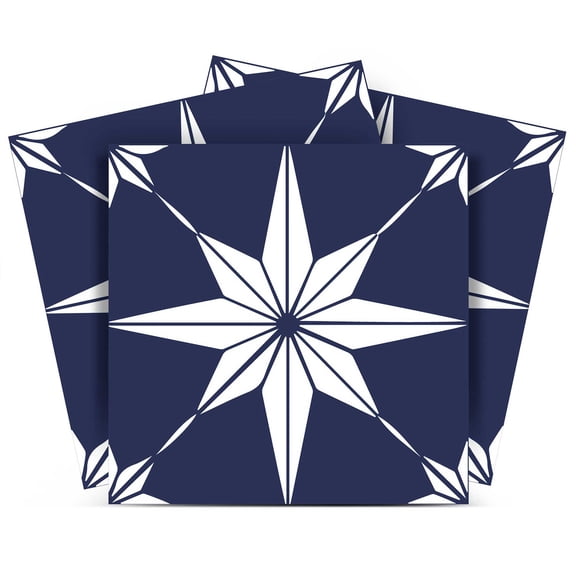 Mi Alma Star Shaped White Tile Stickers - Removable Vinyl 4x4, 24 pcs